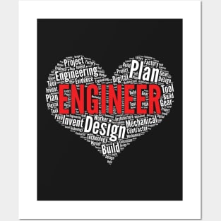 Engineer Heart Shape Word Cloud Design print Posters and Art